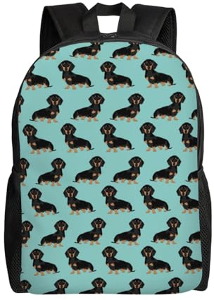 FUkker Rucksack, Schulbüchertasche, Wandern, Reisen, Camping, Rucksack, leicht, Tagesrucksack, Unisex,Dackel Wiener Hund Hunde Haustier Haustiere