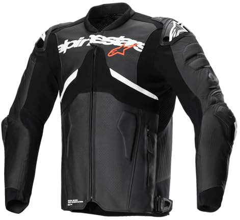 Alpinestars Atem V5 perforierte Motorrad Lederjacke, schwarz/weiß, 58