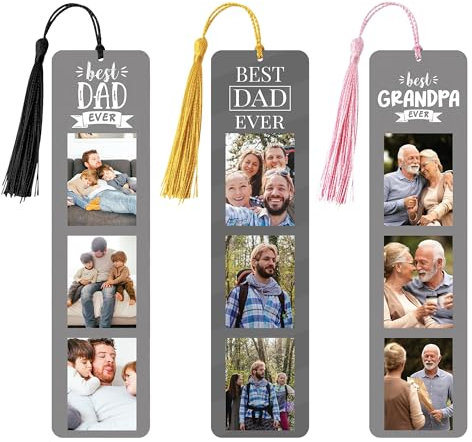 Personalisiertes Metall-Lesezeichen mit Foto – einzigartiges personalisiertes Vatertagsgeschenk für Papa und Opa – personalisiertes Fotogeschenk für Ihn – Geburtstags- und Weihnachtsgeschenk für