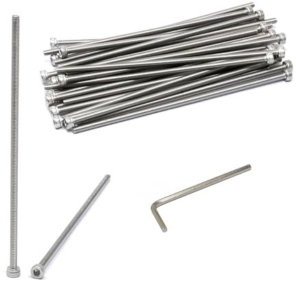 iexcell 25 Pcs M3 x 100mm Thread Pitch 0.5 mm Stainless Steel 304 Hex Socket Head Cap Screws Bolts Kit
