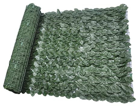 Künstlicher Efeu-Zaun, erweiterbare Blätter, grüne künstliche Hecken, Rankgitter, Rattan-Rolle mit künstlichen Blättern, Garten-Sichtschutzwände, dekorative Zäune für den Außenbereich (0,5 x 2 m)
