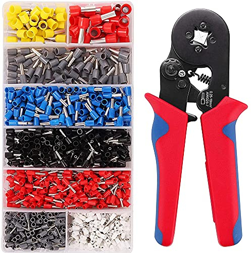 MMOBIEL Kit 1250 Pezzi Pinza crimpatrice capicorda, Kit per Fili con cricchetto autoregolabile Professionale AWG23-7 Set Pinza crimpatrice con capicorda connettori a crimpare morsett