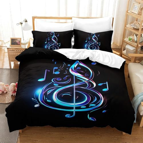 GZCVBDYUY Phonogramm 3D Gedruckt Bettwäsche Sets 3 Teilig Bettbezug-Sets Mit Kissenbezügen Soft Microfaser Luxus Modern Mit Reißverschluss Für Erwachsene Und Kinder Single(140x200cm)