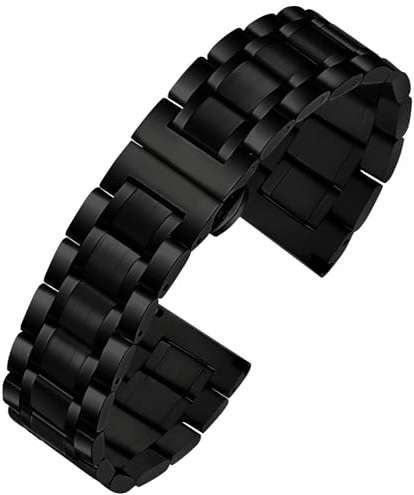 TStrap Bracelet Montre Metal Poli 24mm - Noir Acier Inoxydable Dégagement Rapide Bracelets - Métallique Smart Watch Strap pour Homme Femme Remplacement - 12mm ... 20mm 22mm 24mm