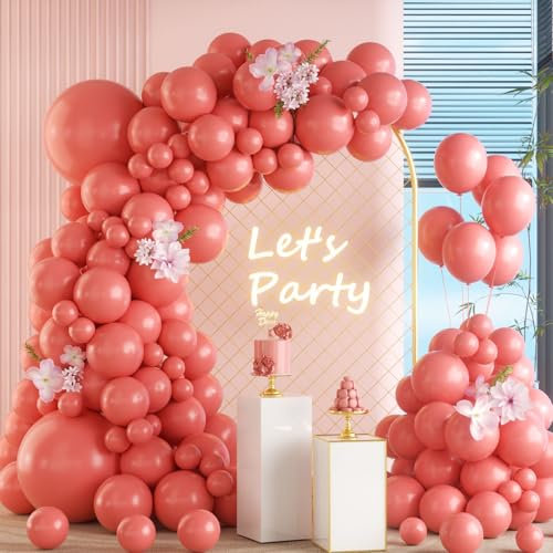 Palloncini Rosa retrò, 105 Pezzi 18 12 10 5 Pollici Kit Arco Palloncini Rosa retrò, Ghirlanda Palloncini per Compleanno Matrimonio Battesimo Bambino Laurea Baby Shower Festa Decorazioni