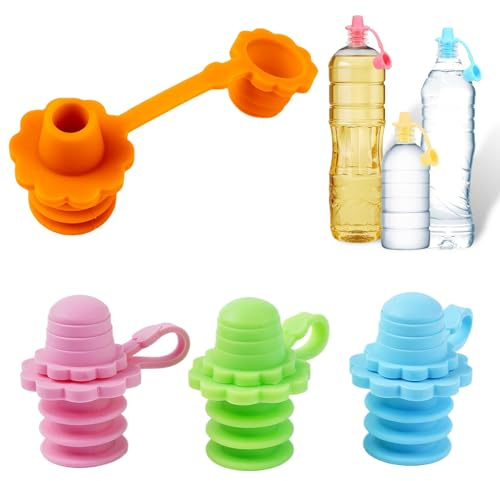 MAEXUS Auslaufsicherer Flaschenaufsatz, 4er Silikon-Flaschenadapter für Trinkflaschen, 28 mm Ersatz für Wasserflaschenaufsätze Wasserflaschenverschluss Flaschenadapter für Auslaufsicheres