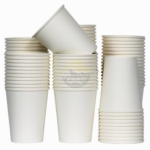 KURTT 200 Kaffeebecher to go, Kaffeebecher Karton, 8oz/200ml - Trinkbecher, Einwegbecher, Papierbecher, Pappbecher (200, Weiß)