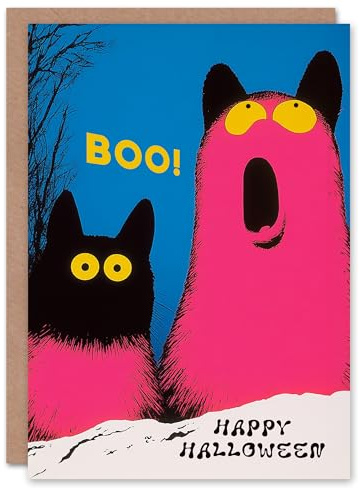 Artery8 Greeting Card Funny Kids Boo Happy Fun Monsters Blank For All Halloween Card
