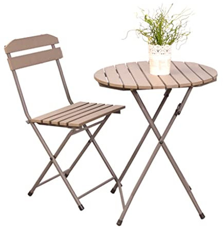 Klapptisch 2/3-tlg. Terrassen-Klappmöbel-Set, Sofa-Couchtisch, Gartentisch mit Stahlrahmen, Stuhl mit Kunststoff-Holzlatten, Außentisch für Veranda, Hinterhof, Balkon (Farbe: 2 Stück) To pursue