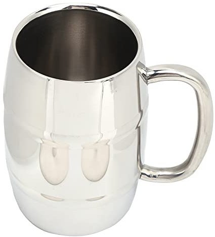 Baxnore Jarra de Cerveza, Tazas Grandes de Acero Inoxidable de 550 ml de Doble Pared, Taza de Vaso de Cerveza de Metal Reutilizable, Taza de Cerveza para Hombres para Bebidas