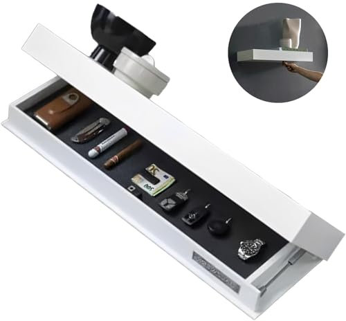 Chinimon Designer-Regal Mit Geheimfach, Verstecktes Schwebendes Regal, verdecktes Schweberegal, Wandmontage, Aufbewahrungslösung, Moderne Wohnkultur, Ideal für Wohnzimmer Oder Büro(Weiß)