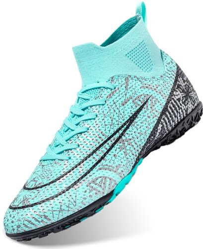 DimaiGlobal Fußballschuhe Herren High Top Kunstrasen Hallen Fußballschuhe Professionelle Fussballschuhe Jugendliche Athletics Trainingsschuhe Outdoor Sportschuhe Fußball Stiefel43EU Türkis-TF