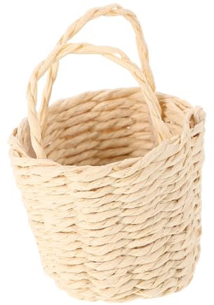 Hemobllo Miniatur Rattan Obstkorb Für Kleiner Eierkorb Wicker Für Rollenspiele Zubehör Für Miniaturküchen Und Spielszene