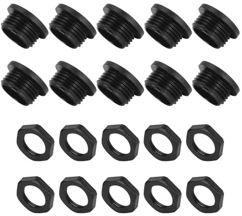 Hold Plugs,10pcs M20x1.5mm Nylon Male Threaded Cable Gland Screw End Cap Cover Black