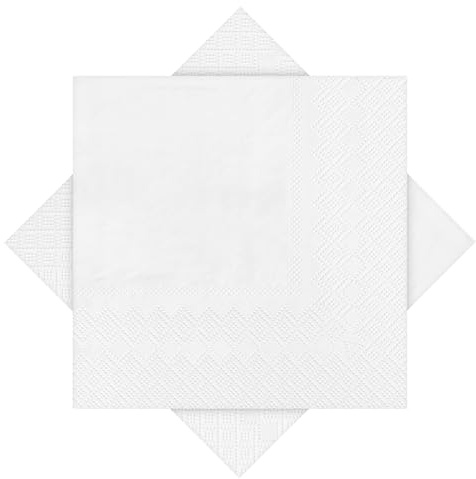 Cadimus Servietten Weiß, 60 Stück Einfarbige Servietten, 2-Lagigen Papierservietten, Geeignet für Partys, Hochzeiten, Catering und Den Täglichen Gebrauch, 25 x 25cm