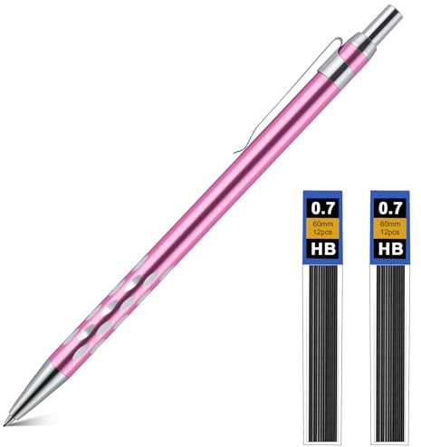 AOOSU Porte-Mine Métal, Crayon Mécanique Métal 0,7mm avec 2 Recharges HB | pour Enfant étudiant Dessin Esquisse Illustration Architecture écriture