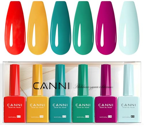 CANNI UV Nagellack Set 6 Farben verde azul morado rosa blanco Gellack Nagellack Gel Polish Set Gelnägel Set UV Gel für Nägel C2361