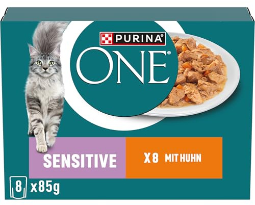 PURINA ONE Sensitive mit Huhn und Karotten, 80er Pack (10 x 8 x 85g)
