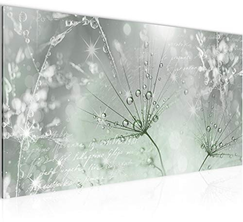 Runa Art Wandbild Pusteblume 1 Teilig 100 x 40 cm Modern Bild auf Vlies Leinwand Natur Wohnzimmer Schlafzimmer Grün Grau 205512c