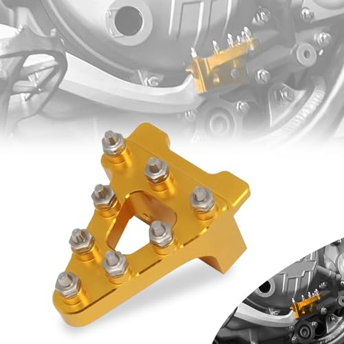 JFG RACING Pedal Freno Moto,Pedal de Freno Trasero Moto Universal Billet Aluminio Freno trasero Palanca del pedal Reemplazo de punta de paso para Dirt Pit Bike- Oro