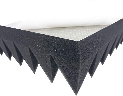 Akustikpur Akustikschaumstoff Pyramidenschaumstoff SELBSTKLEBEND - Schalldämmmatten zur effektiven Akustik Dämmung, ca. 49 cm x 49 cm x 7 cm