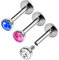 KJM Fashion 3 STK Edelstahl Innengewinde Lippe 1.2 mm 16gauge 6mm 1/4 3mm Saphir Kristallkugel Tragus Spider Bite Vertical Labret Ohrringe Piercing Schmuck 0450