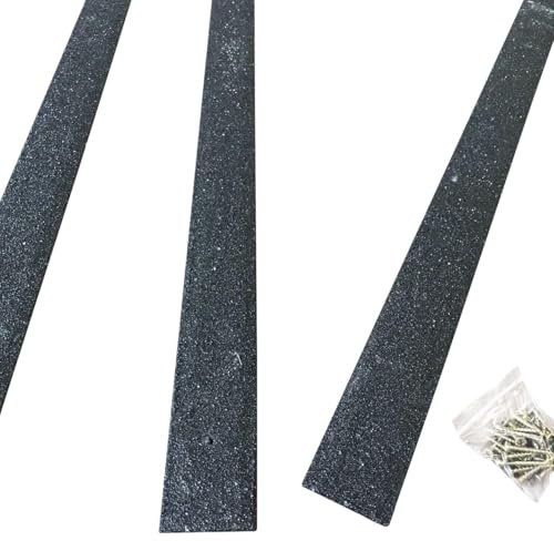 GreenTec 1pk 1200mm Black GRP Anti-Slip Decking Strips | 3mm thick, 50mm wide pre-drilled GRP strips for decking, steps and ramps, with fixings included for outdoor grip.