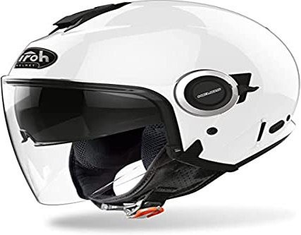 AIROH Helios HE14 Casco Moto, Bianco (White Gloss), XS
