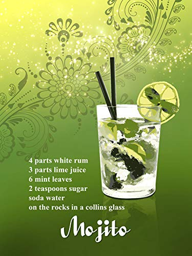 1art1 Cocktails Poster Mojito Bilder Leinwand-Bild Auf Keilrahmen | XXL-Wandbild Poster Kunstdruck Als Leinwandbild 40x30 cm