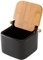 BAKAJI Barattolo Contenitore in Ceramica con Tappo in Legno di Bambu per Sale Zucchero Caffe Saliera Zuccheriera 0,7lt Design Moderno Dimensione 12 x 12 x 11 cm (Nero)