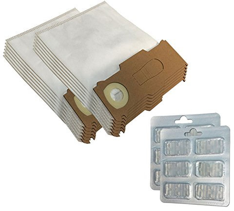KIT 12 Microfibra Sacchetti per Aspirapolvere + 12 Profumi adatti per Vorwerk Kobold Folletto VK130, VK131 - VK 130, 131 SC