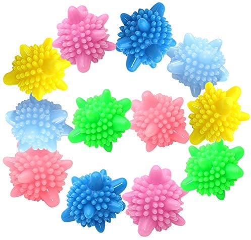 Waschball Waschkugel für Waschmaschine Wäscherei Ball Kunststoff Trocknerbälle Wiederverwendbare Trocknerball Laundry Ball Solid Bunte Trockner Bälle, Zufällige Farben 6cm 12 Stück