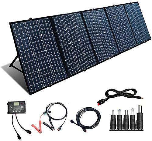 300W Kit de Panneau Solaire Pliable 12V Module Solaire Chargeur Solaire Portable étanche avec Contrôleur 20A + Câble Anderson 5M pour téléphones, toit, camping, camping-car,batteries 12V(300w)