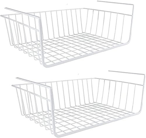 Greenfields Under Shelf Kitchen Storage Basket Metal Wire Storage Basket Organiser for Home, Office, Kitchen, Bathroom, Pantry, Cabinet Solid Construction Maximise Space (Pack of 4)