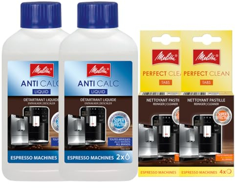 Melitta Descaler Liquid 2x for Coffee Machines With 2 Perfect Clean Tablets 1 x 1.8Gram