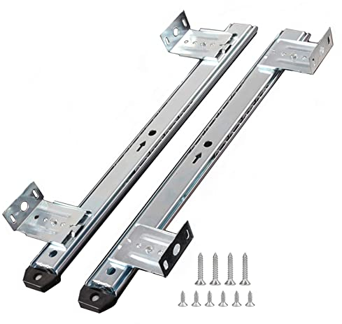 Duchunsheng 2 Pieces Heavy Duty Drawer Runners Ball Bearing Drawer Slides Keyboard Shelf Runners, For Under Desk Computer Slides, Table Extension Metal Slide Rail, 50kg Load Capacity
