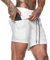 XDSP Shorts Herren 2 in 1 Trainingsshorts Sommer Kurze Hosen Schnelltrocknende Laufshorts, Trainingsshorts Sporthose mit Taschen Kompressionsshorts (Weiß, L)