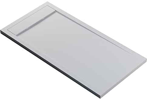 BERNSTEIN Duschtasse 160x80 cm Weiß matt Flache Bauhöhe, Duschwanne aus Mineralguss, Rechteckiges Duschbecken mit Gefälle, Mineralguss-Duschwanne