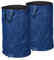 Relaxdays Laubsack selbstaufstellend, 2er Set, 120 L, Pop Up Gartensack mit 3 Griffen, UV-beständig, wasserdicht, blau
