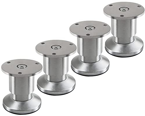 4 Stück Möbelfüße TERRA Höhe 50 mm Alu gebürstet höhenverstellbar + 15 mm | belastbar bis 250 kg von SOTECH