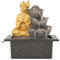 Bravich Buddha Indoor Table Top Water Feature: Small Water Fountain With Statues, LED Light & Running Water. Cascading Waterfall Ornament For Desk, Home Office, Living Room, Bedroom & More.