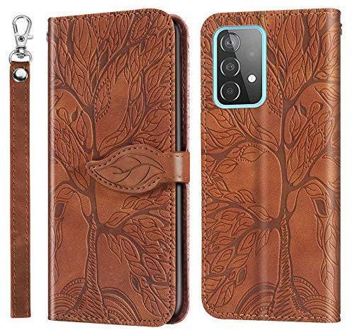 Rostsant Handyhülle für Samsung A23 / M23 5G Geprägter Baum PU Leder Galaxy A23 4G/5G Flip Case Brieftasche Tasche Hülle für Samsung Galaxy M23 / A23 - Braun