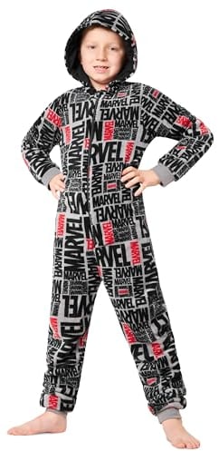 Marvel Fleece Schlafanzug für Jungen, Teenagers - Einteiler für Kinder, Warme Pyjama Geschenk für Jungs (Grau, 13-14 Jahre)