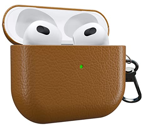 MyGadget Estuche para Apple Airpods de 3ª generación - Funda de Cuero Sintético para Auricolares - Case Anti arañazos - Carcasa Robusta - Marrón Oscuro