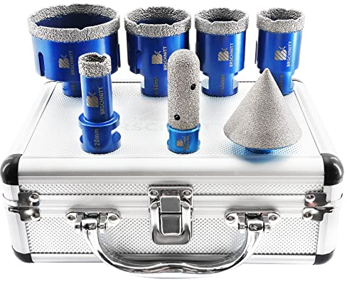Broca de diamante con M14 20/35/40/50/68mm - BRSCHNITT Fresa de Diamante 20/50mm corona diamante para taladrar en seco y en húmedo en porcelana dura, cerámica, baldosas, granito, mármol, azulejo