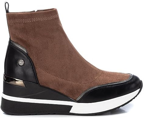 XTI Stivaletti in camoscio 141576 Tortora -Altezza Zeppa: 6cm-