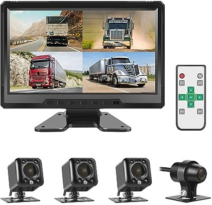 VSYSTO Truck Dash Camera, 4CH 10 Inch Screen Vehicle Reversing Camera Dash Cam, Backup Camera System Infrared Night Vision Lens for Car/Truck/Bus/Van/RV (X10)
