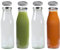 Lot de 4 bouteilles en verre 500 ml avec 8 couvercles argentés avec étiquettes