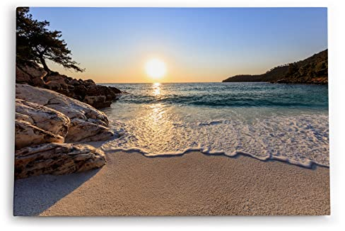 Paul Sinus Wandbild 120x80cm Bucht Strand Sonnenuntergang Meer Horizont