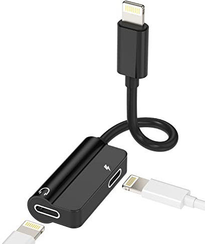 iPhone Lightning Headphone Dongle AUX Adapter(2in1)Audio Charge Splitter Dual Jack Charger for Apple MFI Certified 14 13 12 11 Pro Max Mini XS SE 7 X XR 8 Plus Ipad Charging Cord Music Connector Cable